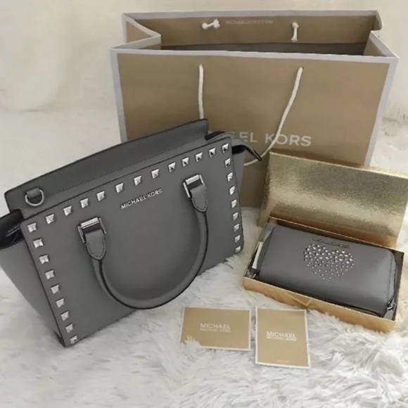 MICHAEL Michael Kors Handbags - Michael Kors Selma Stud Medium Satchel & Wristlet